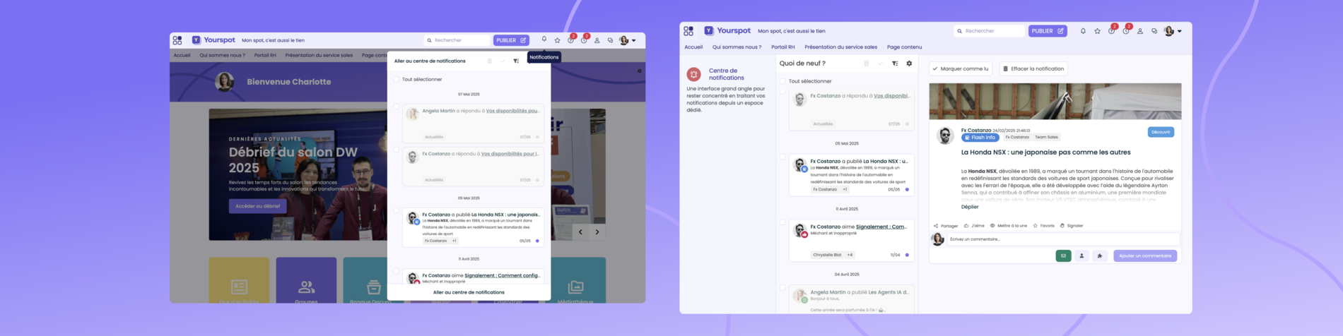 Jamespot - Centre de notifications